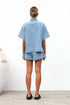 'Elowen' Button Up Denim Top & Shorts Set - Celes Fashion